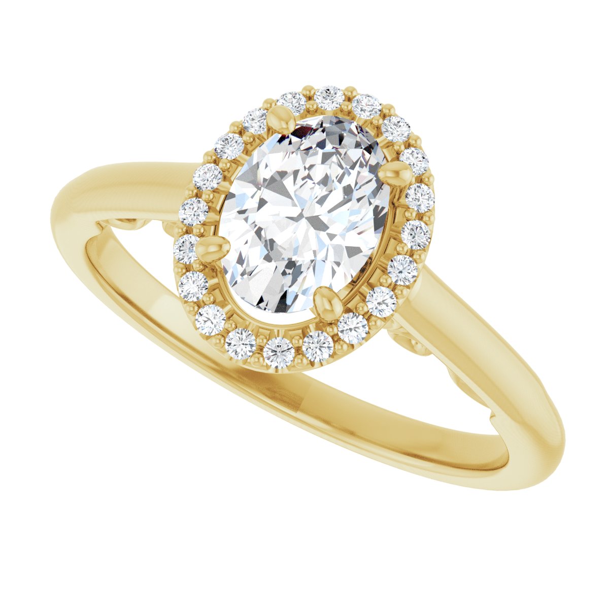 Oval Halo-Style Engagement Ring Semi-Mount - gallery - Series 123082