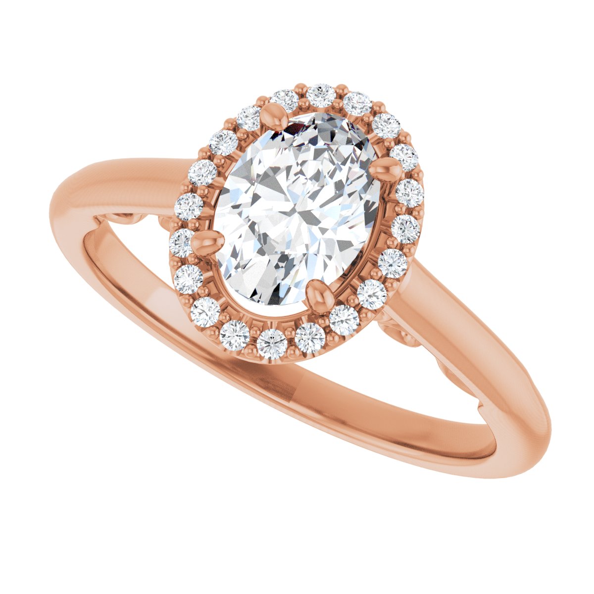 Oval Halo-Style Engagement Ring Semi-Mount - gallery - Series 123082