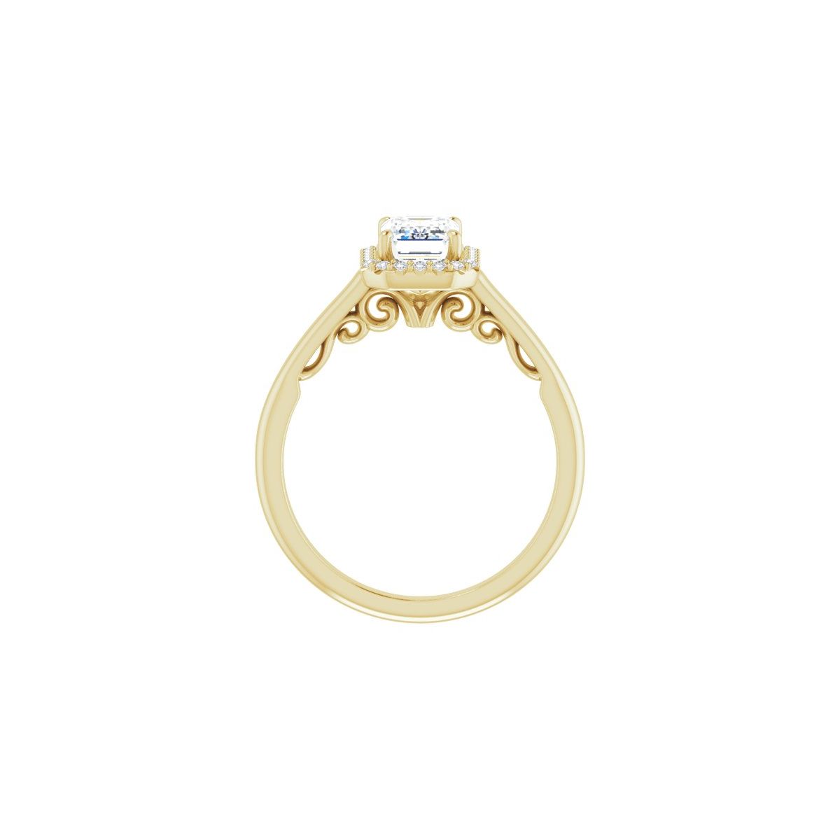 Emerald Halo-Style Engagement Ring Semi-Mount - gallery - Series 123082