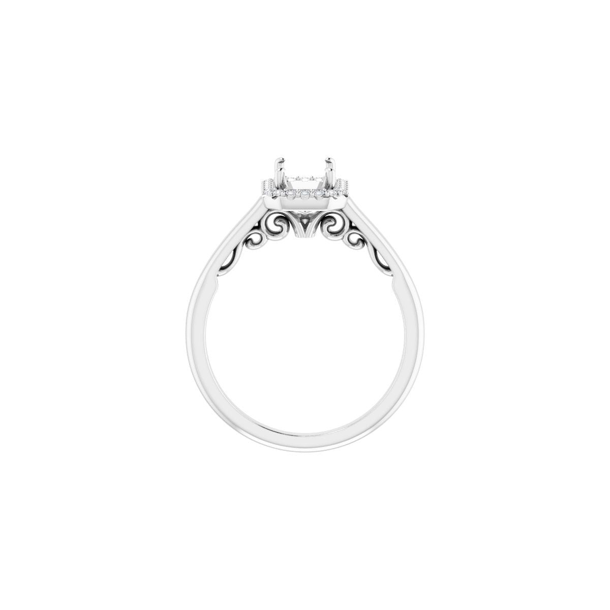 Emerald Halo-Style Engagement Ring Semi-Mount - gallery - Series 123082