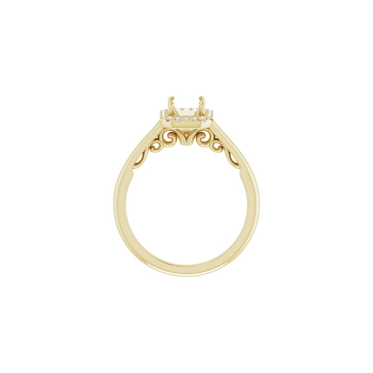 Emerald Halo-Style Engagement Ring Semi-Mount - gallery - Series 123082