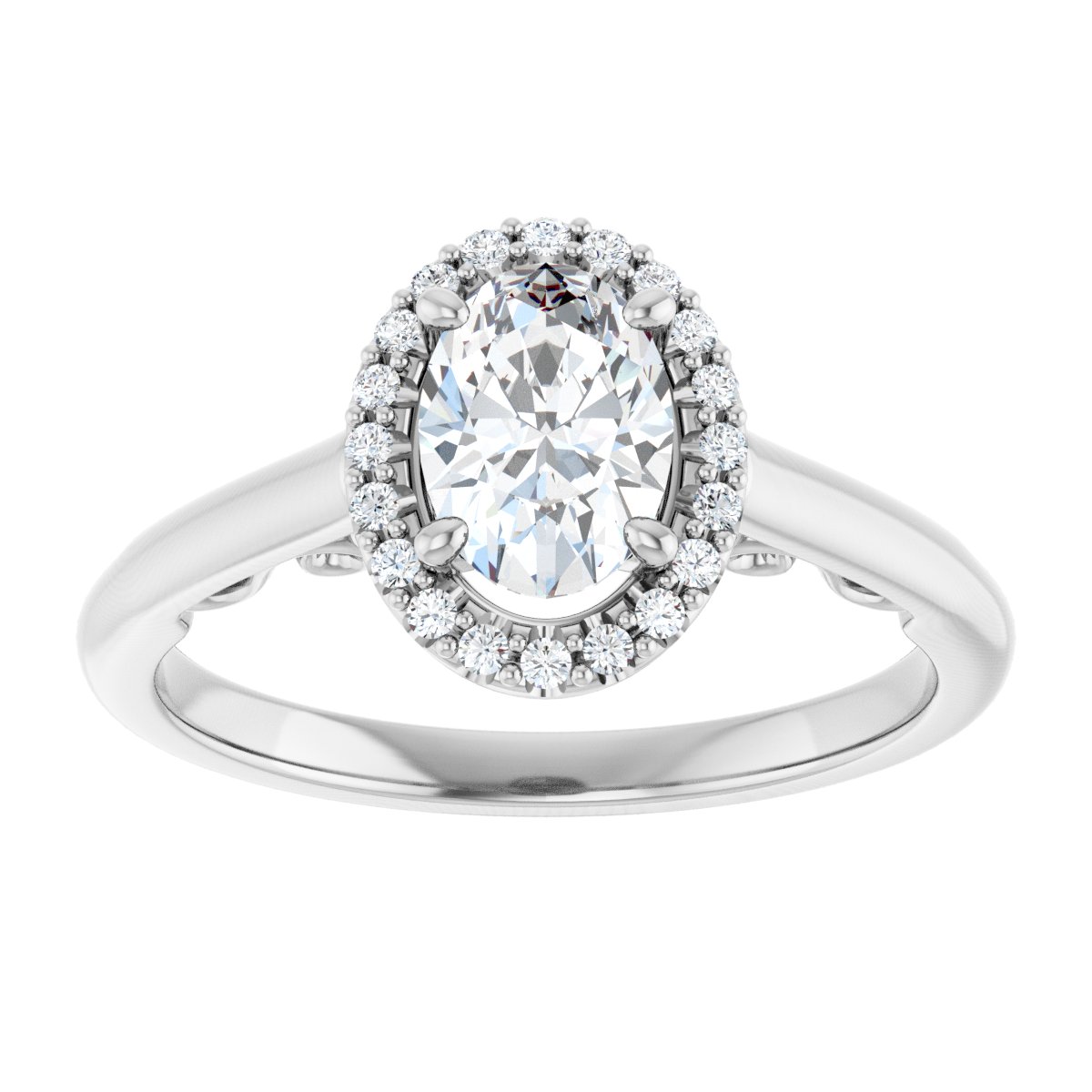 Oval Halo-Style Engagement Ring Semi-Mount - gallery - Series 123082