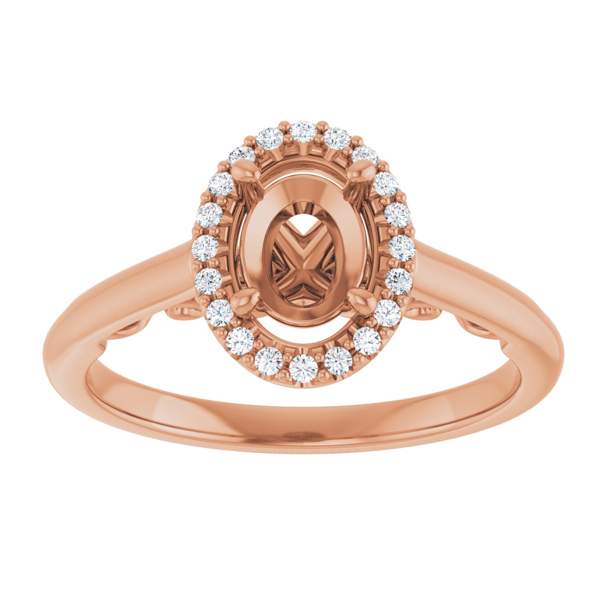 Oval Halo-Style Engagement Ring Semi-Mount - gallery - Series 123082