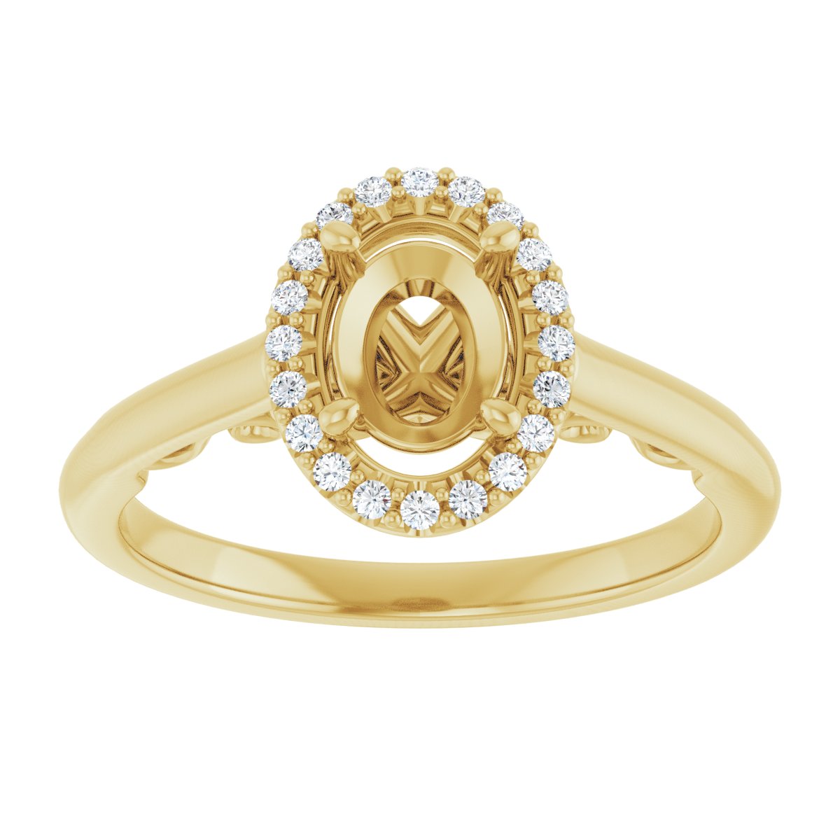 Oval Halo-Style Engagement Ring Semi-Mount - gallery - Series 123082