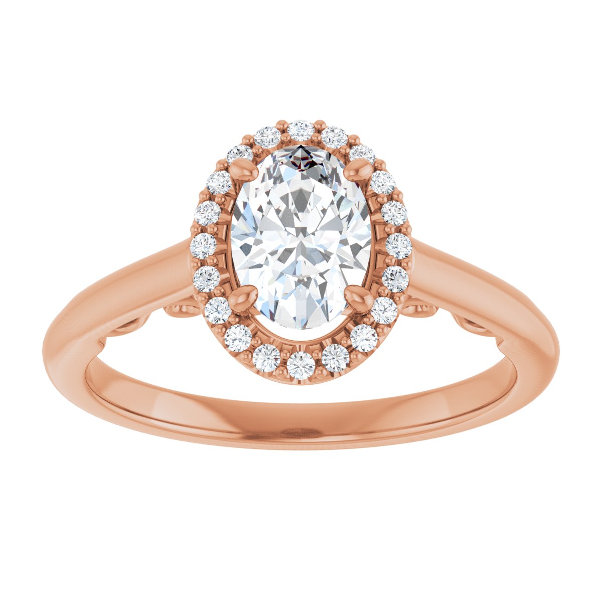Oval Halo-Style Engagement Ring Semi-Mount - gallery - Series 123082