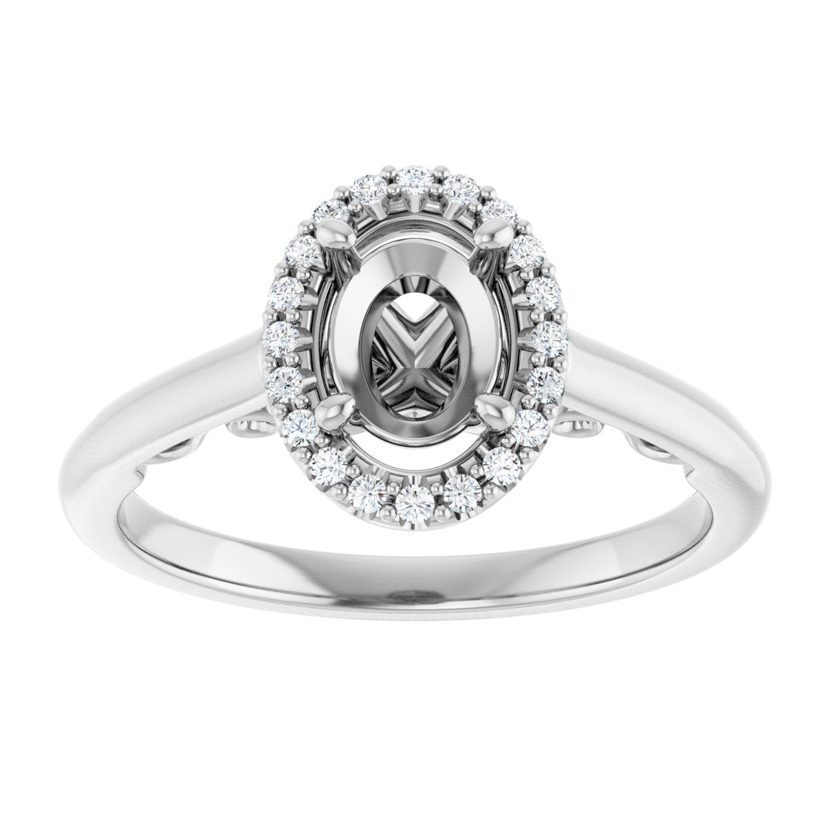 Oval Halo-Style Engagement Ring Semi-Mount - gallery - Series 123082