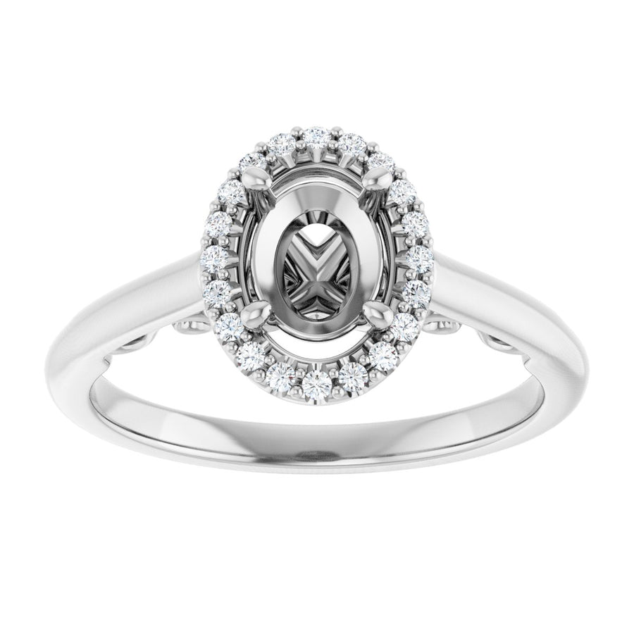 Oval Halo-Style Engagement Ring Semi-Mount - gallery - Series 123082