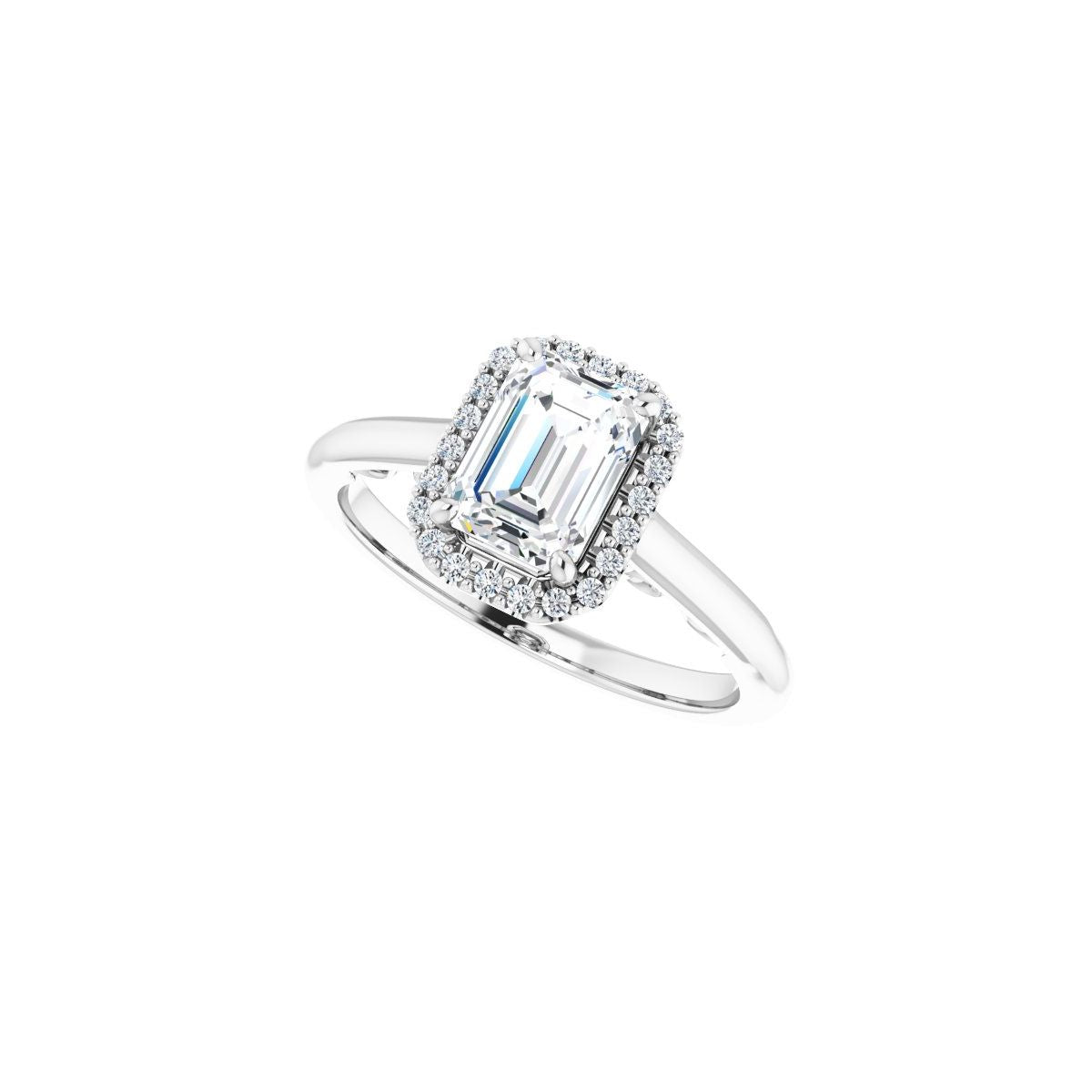 Emerald Halo-Style Engagement Ring Semi-Mount - gallery - Series 123082