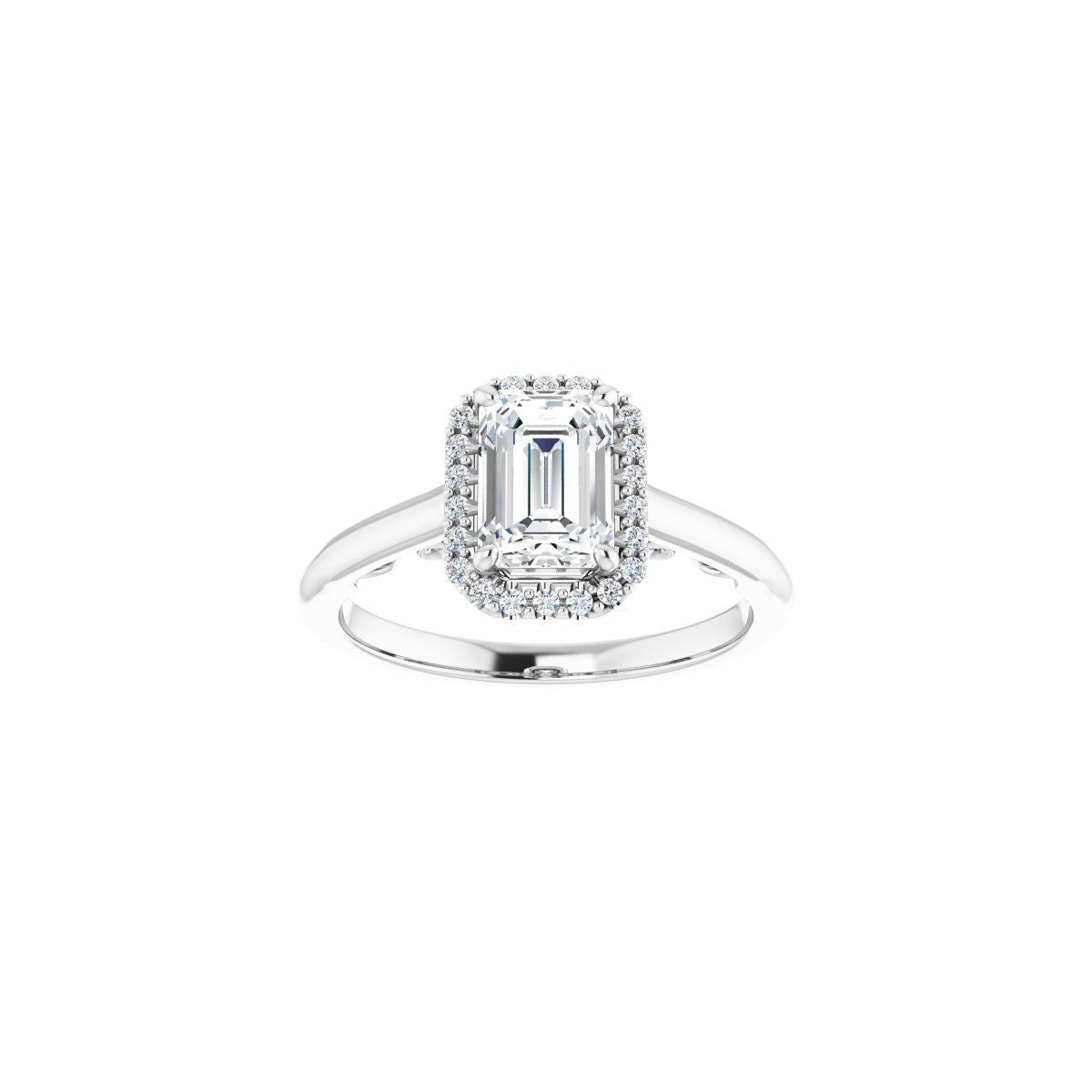 Emerald Halo-Style Engagement Ring Semi-Mount - gallery - Series 123082