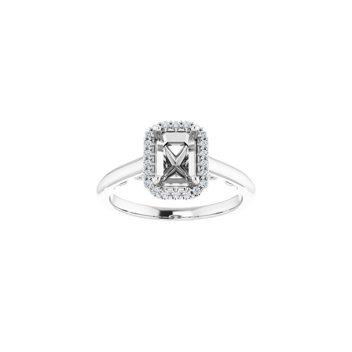 Emerald Halo-Style Engagement Ring Semi-Mount - gallery - Series 123082