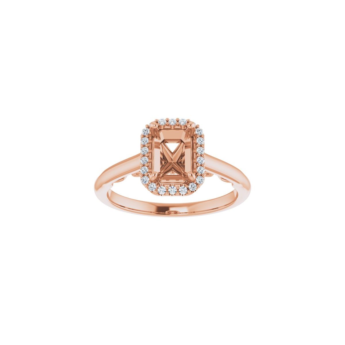 Emerald Halo-Style Engagement Ring Semi-Mount - gallery - Series 123082