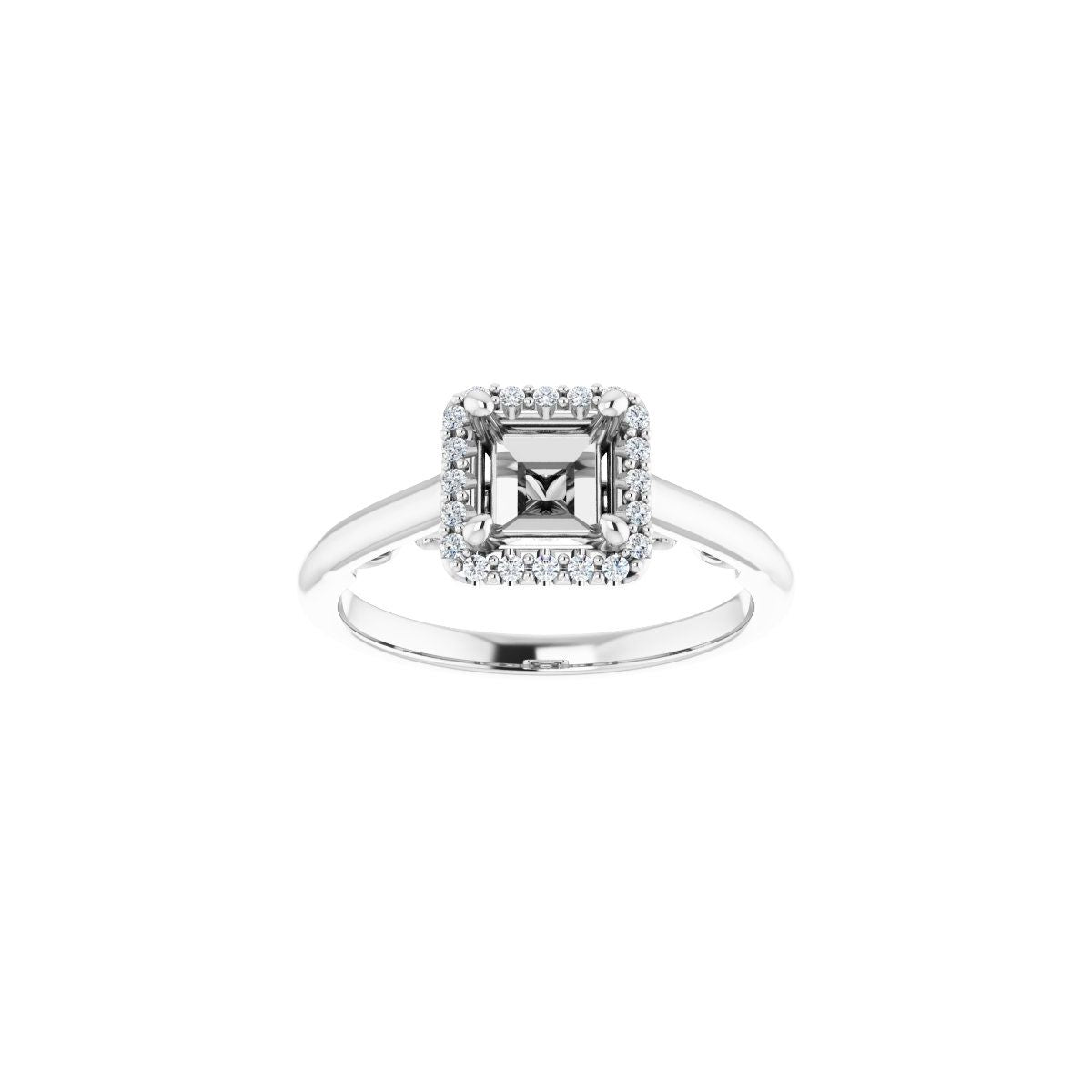 Square Halo-Style Engagement Ring Semi-Mount - gallery - Series 123082