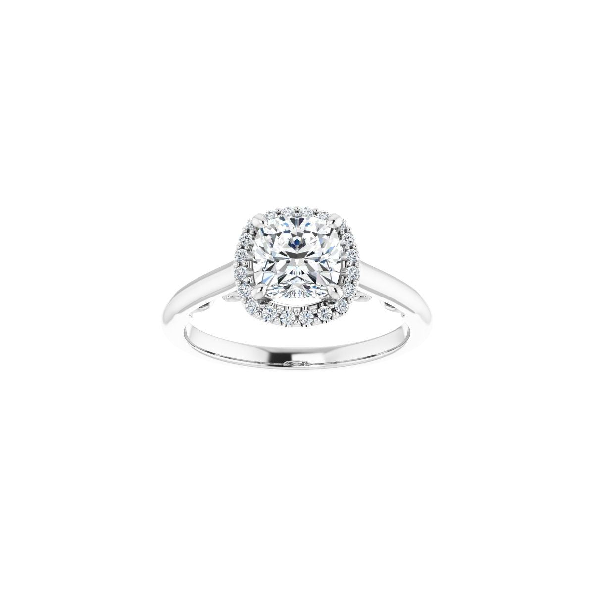 Cushion Halo-Style Engagement Ring Semi-Mount - gallery - Series 123082