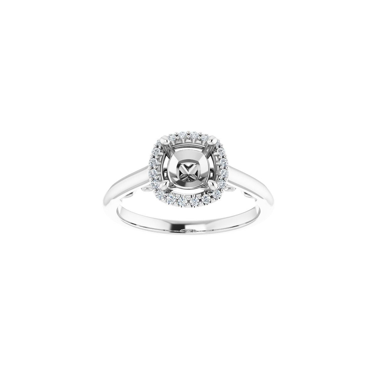 Cushion Halo-Style Engagement Ring Semi-Mount - gallery - Series 123082