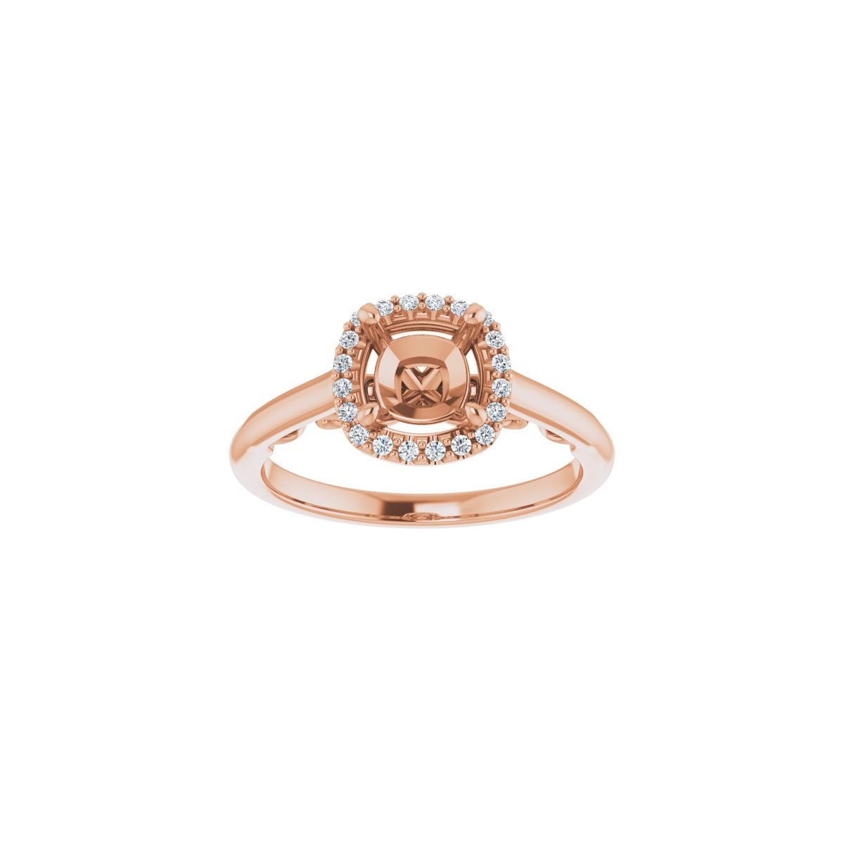 Cushion Halo-Style Engagement Ring Semi-Mount - gallery - Series 123082