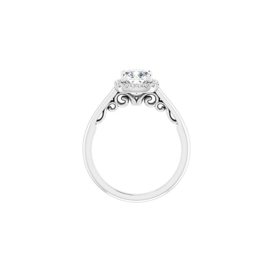 Cushion Halo-Style Engagement Ring Semi-Mount - gallery - Series 123082