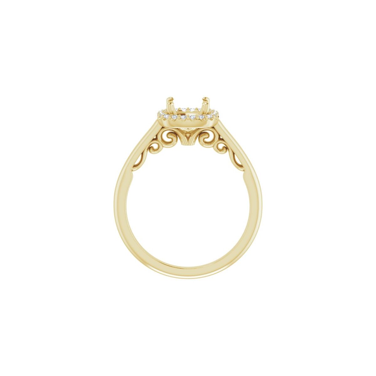 Cushion Halo-Style Engagement Ring Semi-Mount - gallery - Series 123082