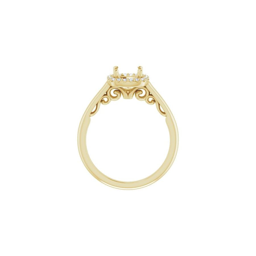 Cushion Halo-Style Engagement Ring Semi-Mount - gallery - Series 123082