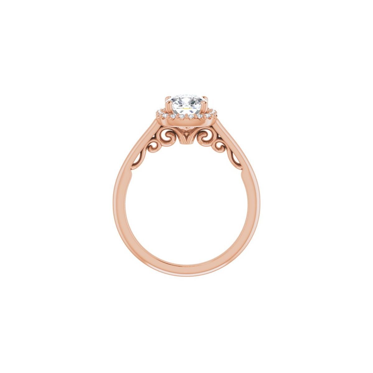Cushion Halo-Style Engagement Ring Semi-Mount - gallery - Series 123082