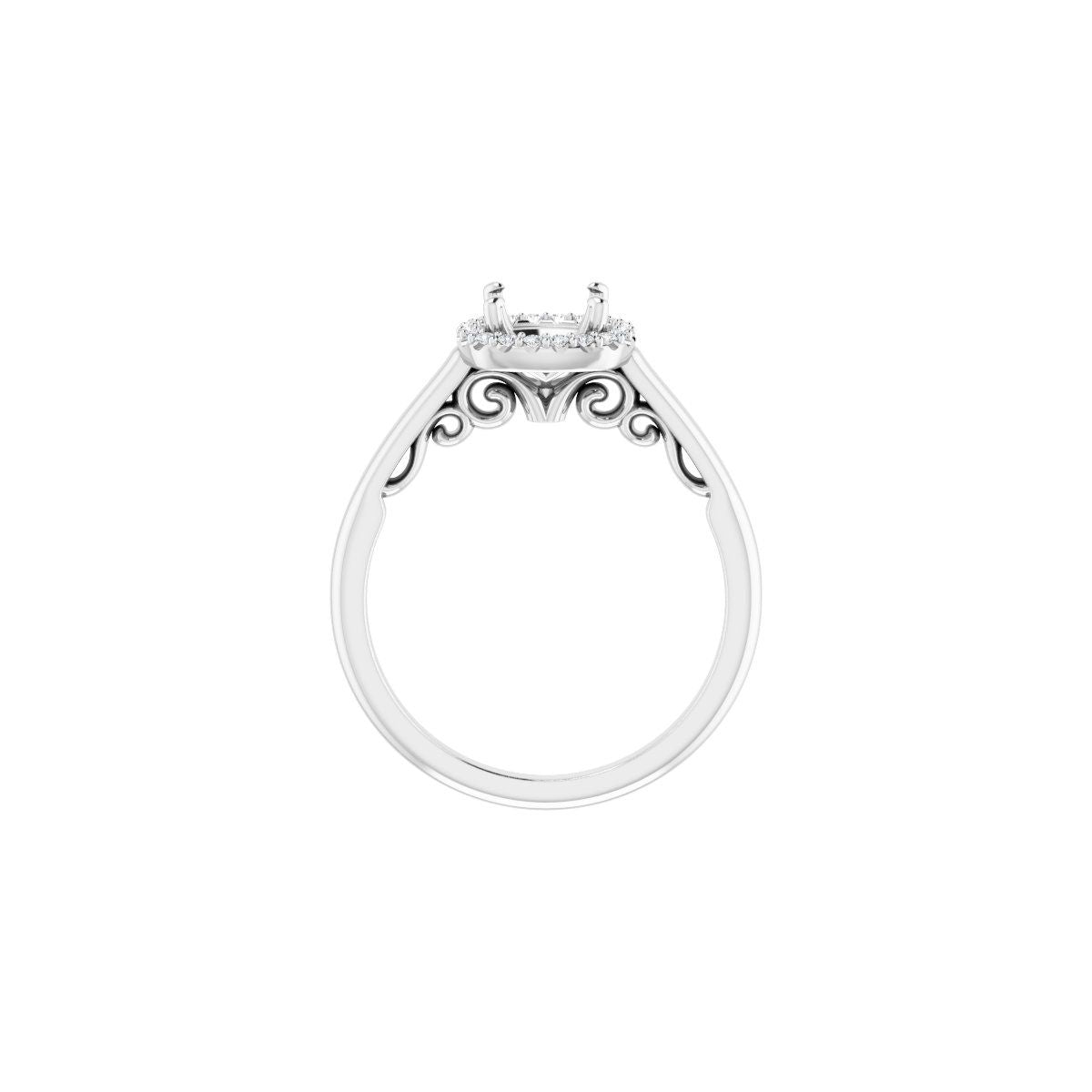 Cushion Halo-Style Engagement Ring Semi-Mount - gallery - Series 123082