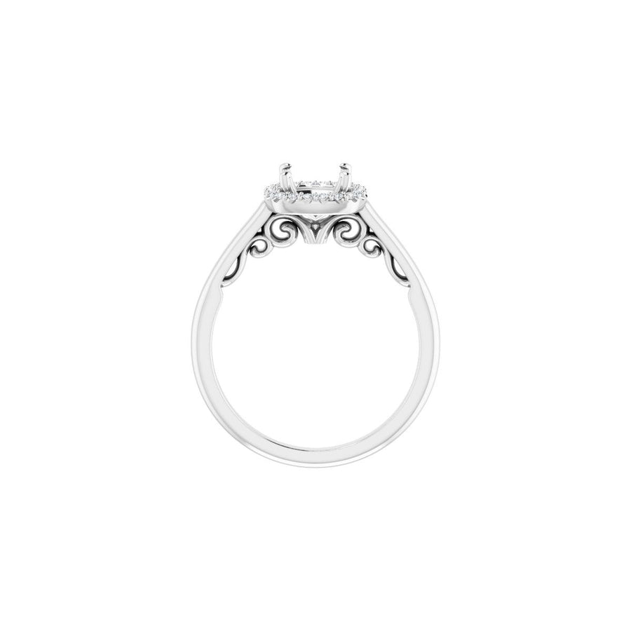 Cushion Halo-Style Engagement Ring Semi-Mount - gallery - Series 123082