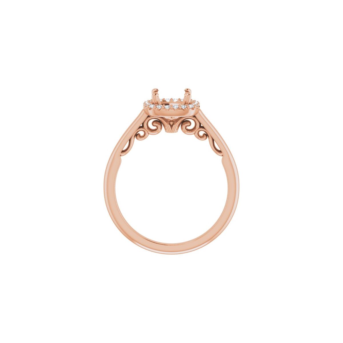 Cushion Halo-Style Engagement Ring Semi-Mount - gallery - Series 123082