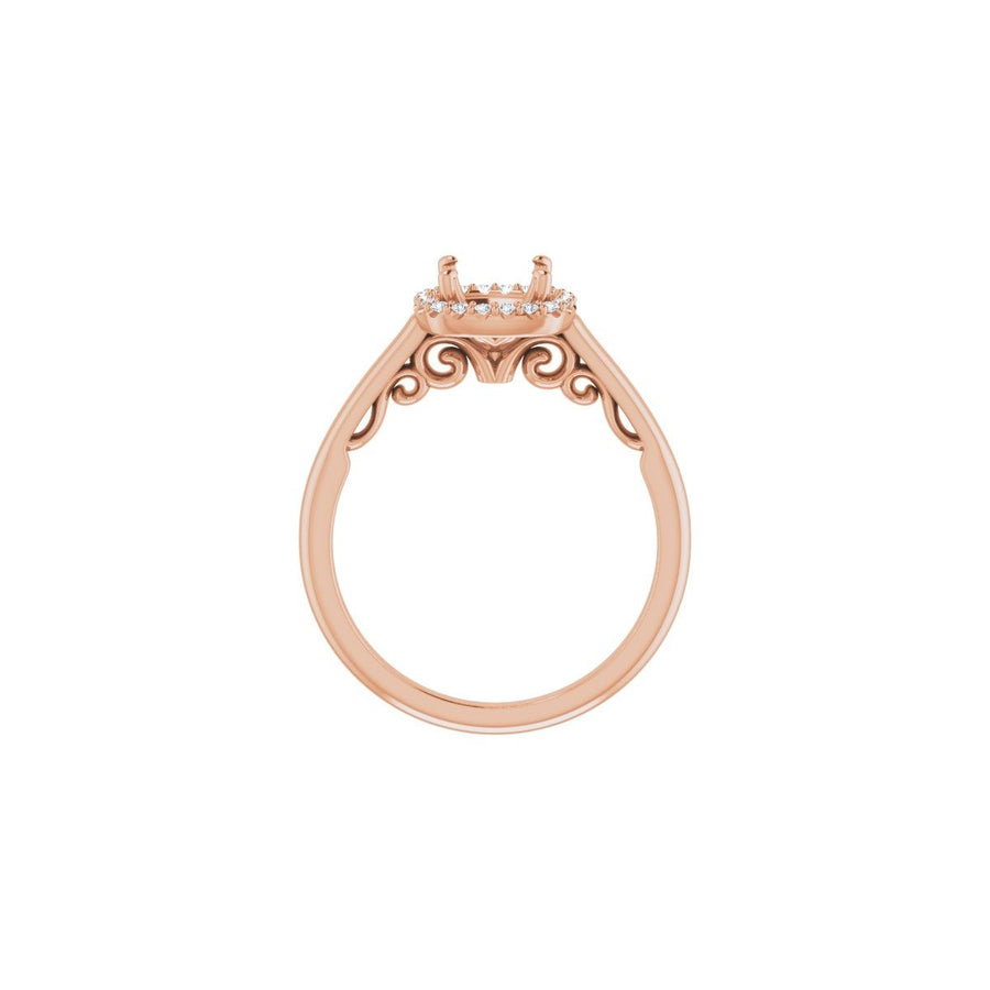 Cushion Halo-Style Engagement Ring Semi-Mount - gallery - Series 123082