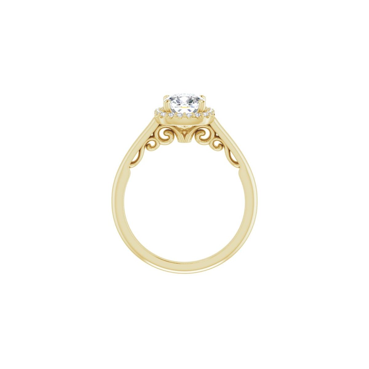 Cushion Halo-Style Engagement Ring Semi-Mount - gallery - Series 123082