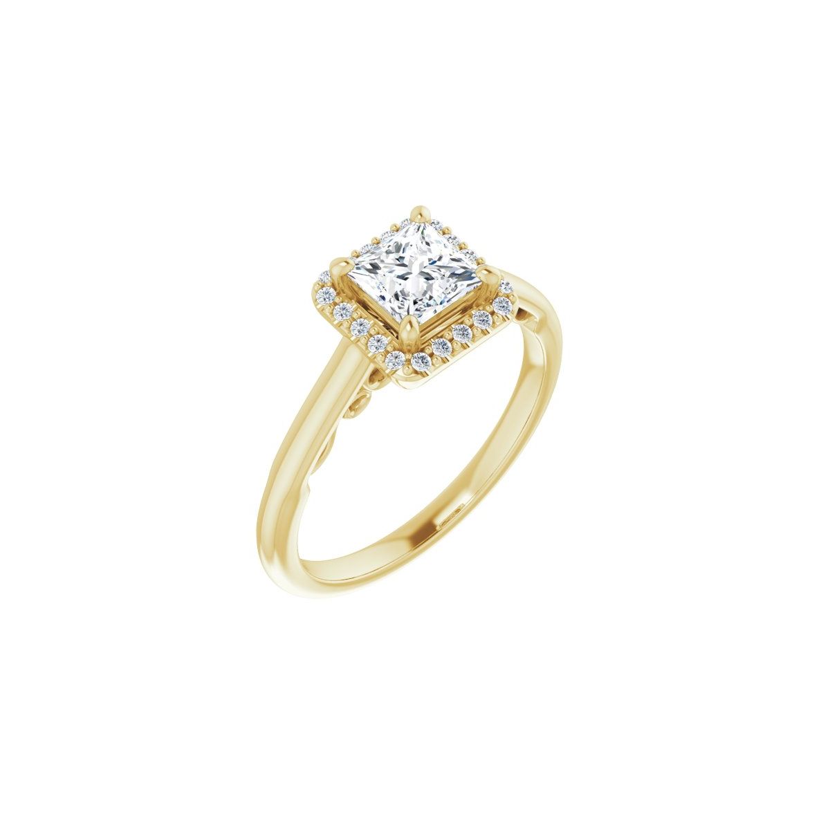 Natural Diamond Square Halo-Style Engagement Ring Semi-Mount - 14K Yellow Gold - Series 123082