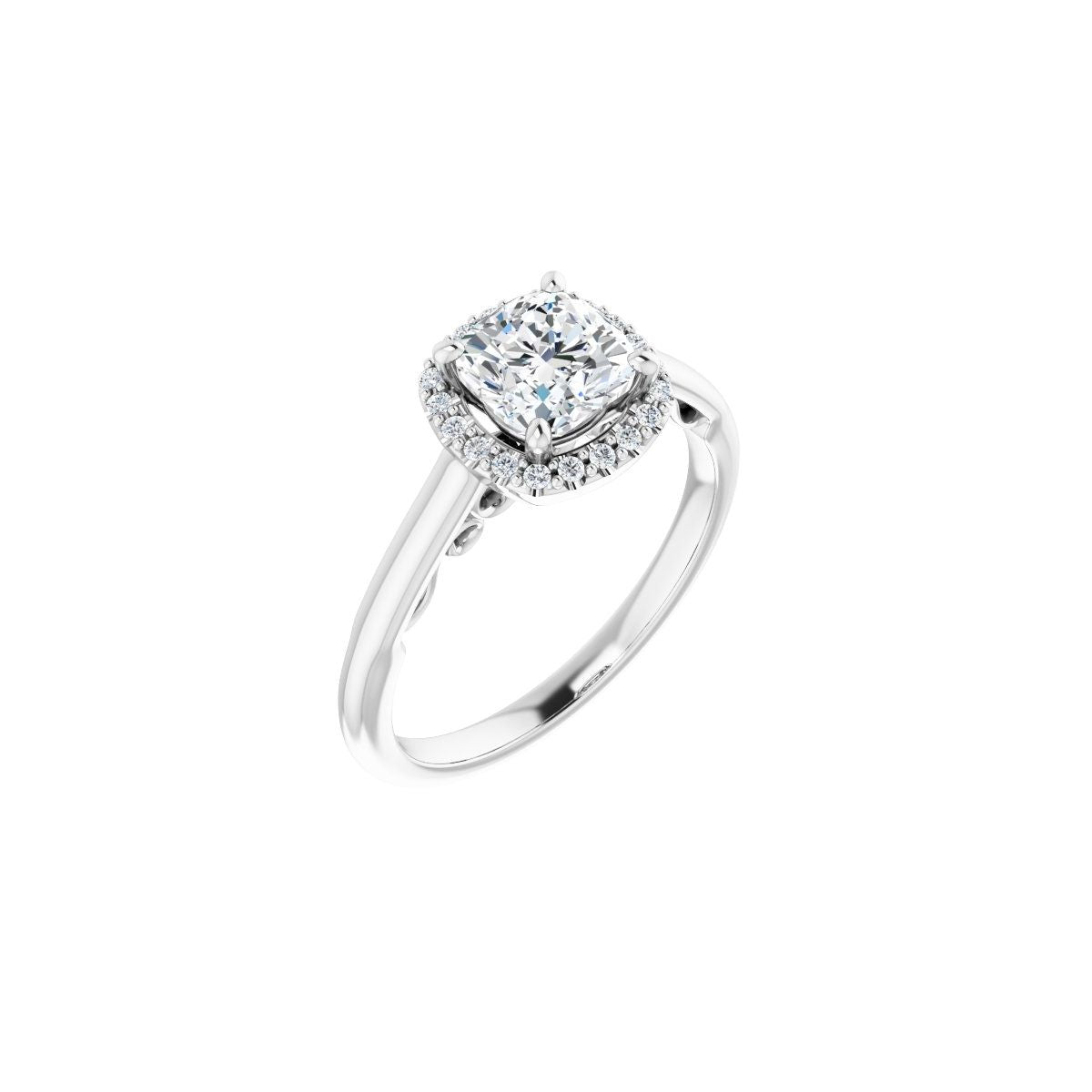 Natural Diamond Cushion Halo-Style Engagement Ring Semi-Mount - Platinum - Series 123082