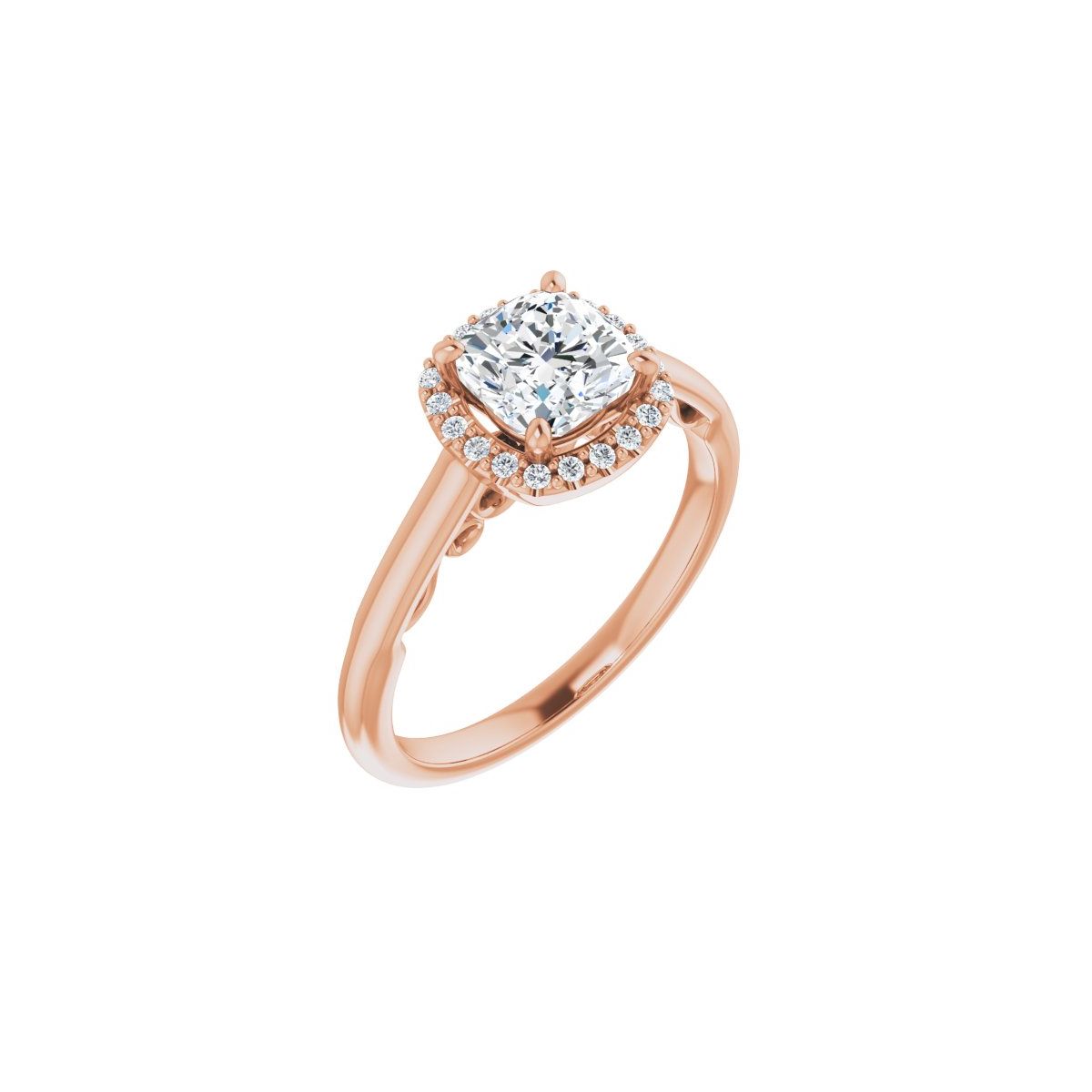 Natural Diamond Cushion Halo-Style Engagement Ring Semi-Mount - 14K Rose Gold - Series 123082