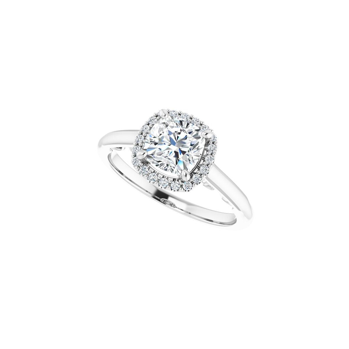 Cushion Halo-Style Engagement Ring Semi-Mount - gallery - Series 123082