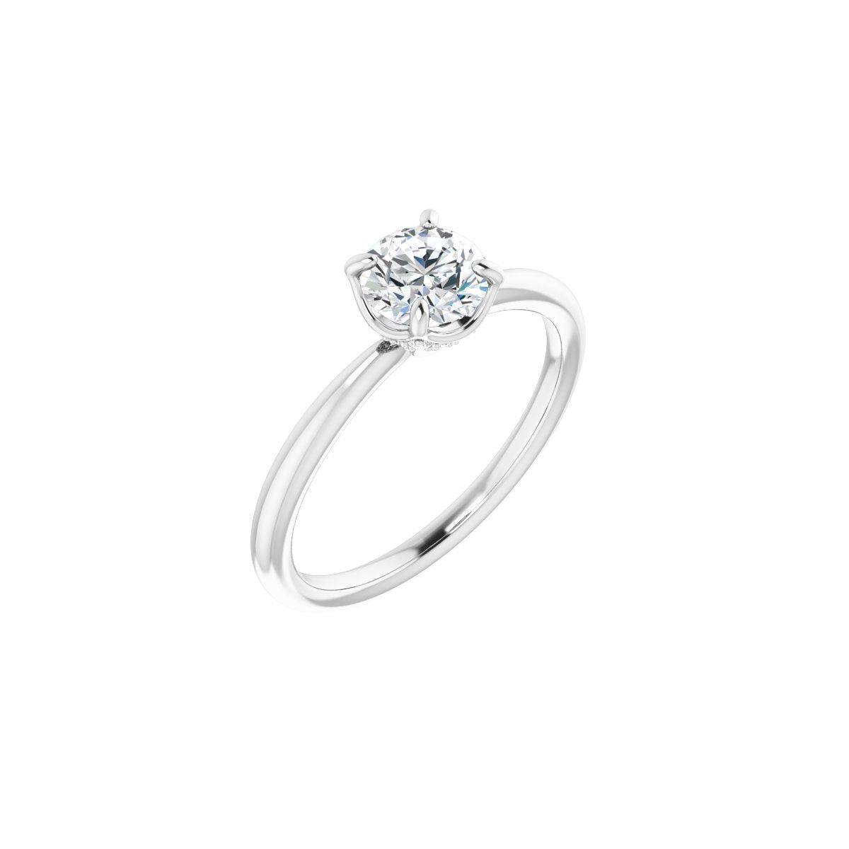 Natural Diamond Round Hidden Halo-Style Engagement Ring Semi-Mount - Platinum - Series 123289