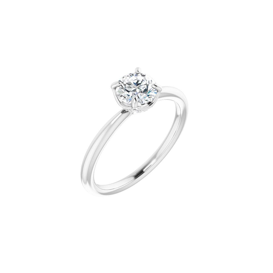 Natural Diamond Round Hidden Halo-Style Engagement Ring Semi-Mount - Platinum - Series 123289