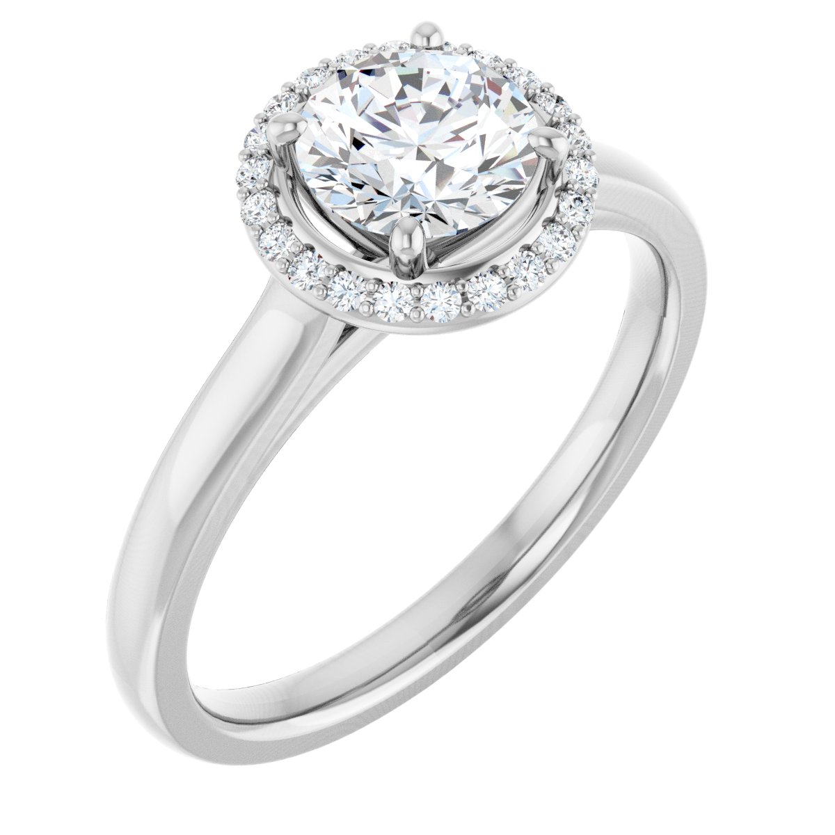 Natural Diamond Round Halo-Style Engagement Ring Semi-Mount - Platinum - Series 122060