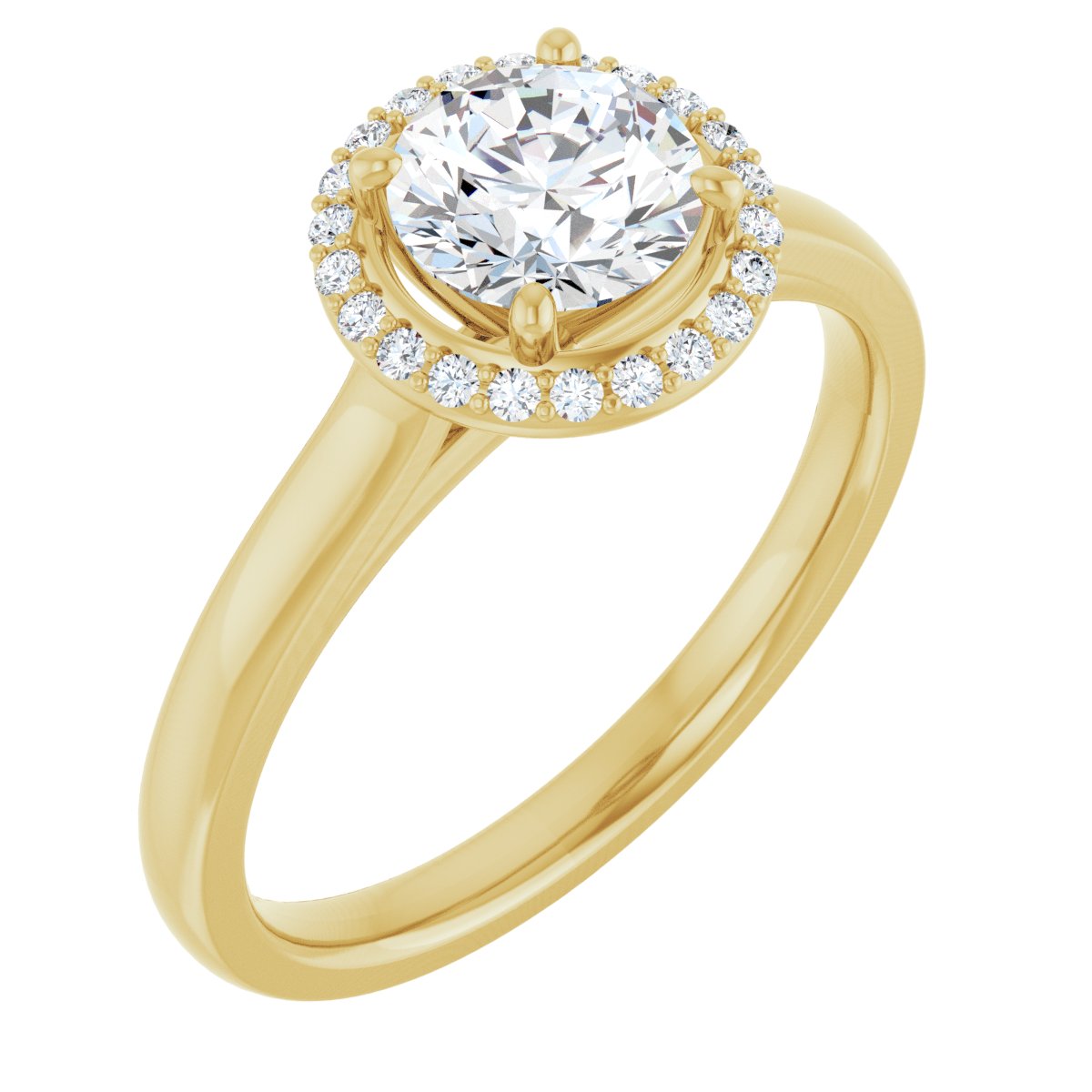 Natural Diamond Round Halo-Style Engagement Ring Semi-Mount - 18K Yellow Gold - Series 122060