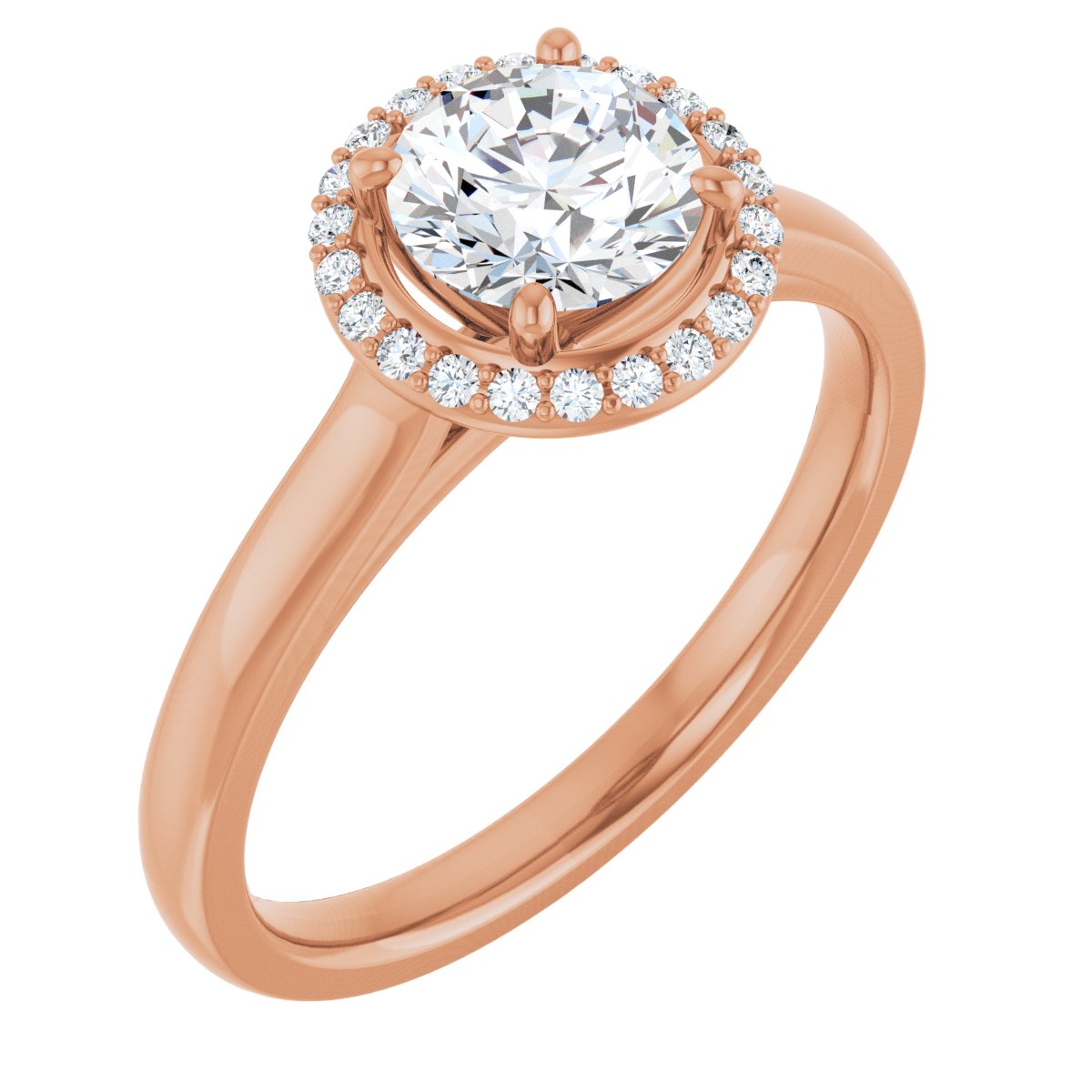 Natural Diamond Round Halo-Style Engagement Ring Semi-Mount - 14K Rose Gold - Series 122060