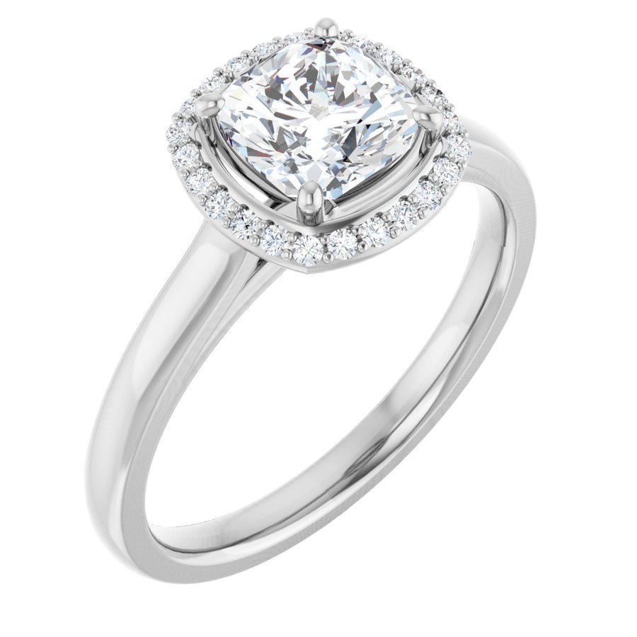 Natural Diamond Cushion Halo-Style Engagement Ring Semi-Mount - Platinum - Series 122060