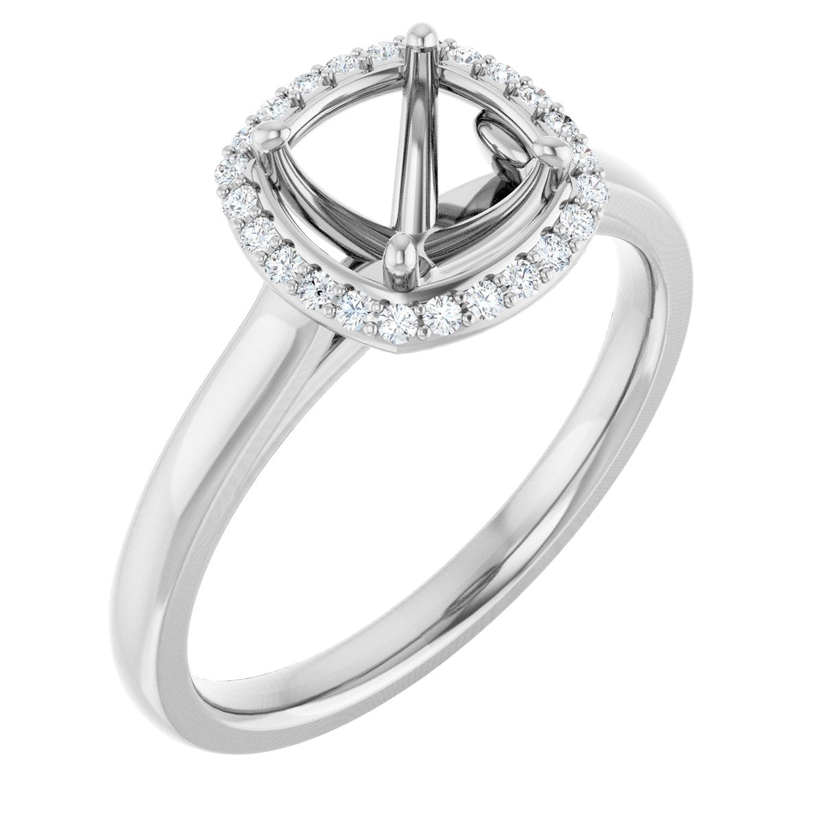 Cushion Halo-Style Engagement Ring Semi-Mount - gallery - Series 122060