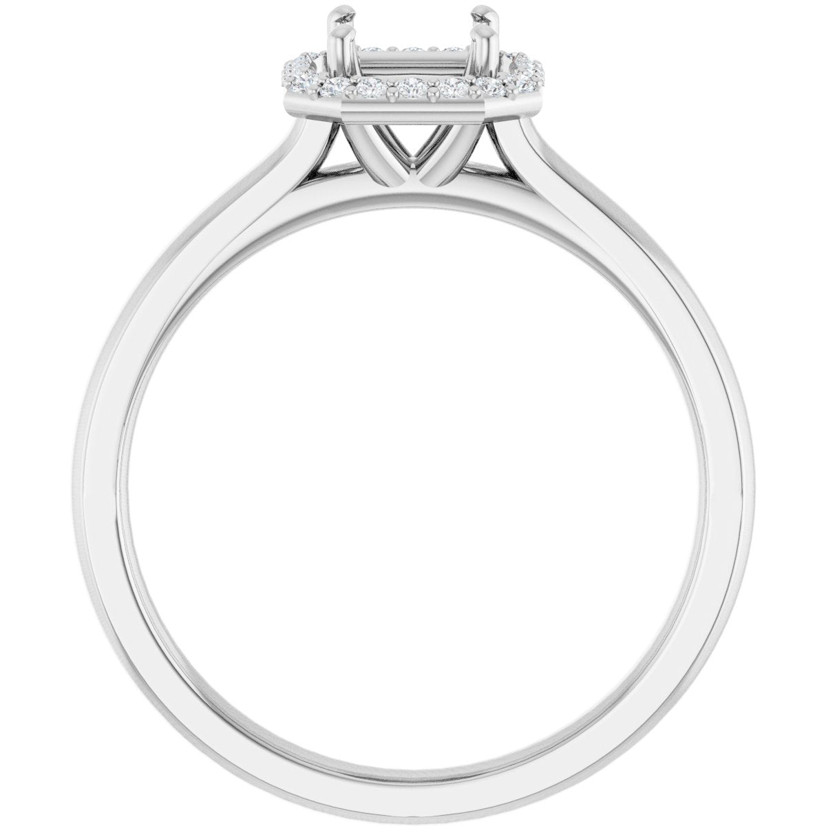Asscher Halo-Style Engagement Ring Semi-Mount - gallery - Series 122060