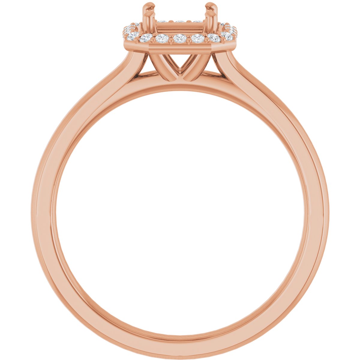 Asscher Halo-Style Engagement Ring Semi-Mount - gallery - Series 122060