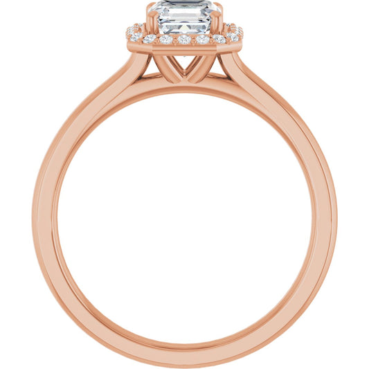 Asscher Halo-Style Engagement Ring Semi-Mount - gallery - Series 122060