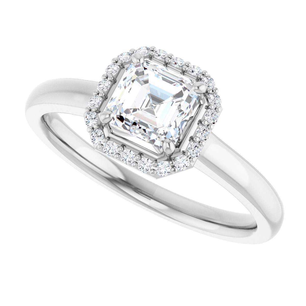 Asscher Halo-Style Engagement Ring Semi-Mount - gallery - Series 122060