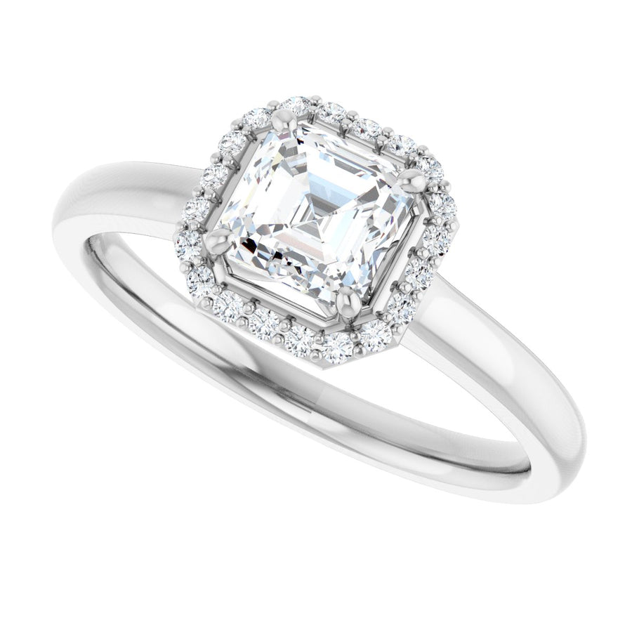 Asscher Halo-Style Engagement Ring Semi-Mount - gallery - Series 122060