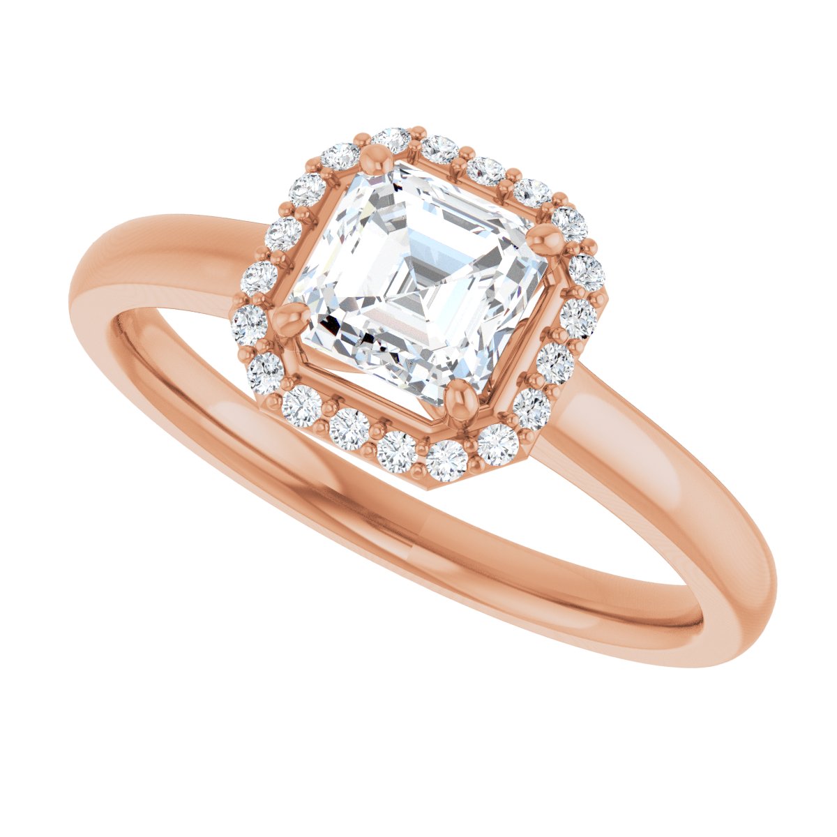 Asscher Halo-Style Engagement Ring Semi-Mount - gallery - Series 122060