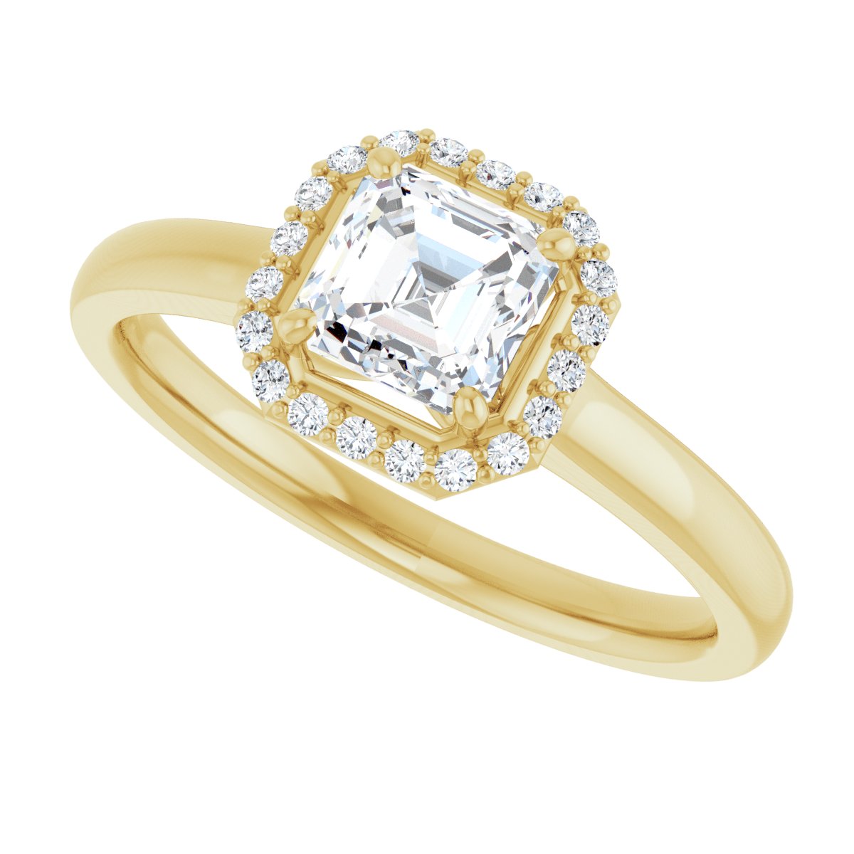 Asscher Halo-Style Engagement Ring Semi-Mount - gallery - Series 122060