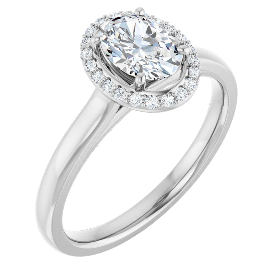 Natural Diamond Oval Halo-Style Engagement Ring Semi-Mount - Platinum - Series 122060