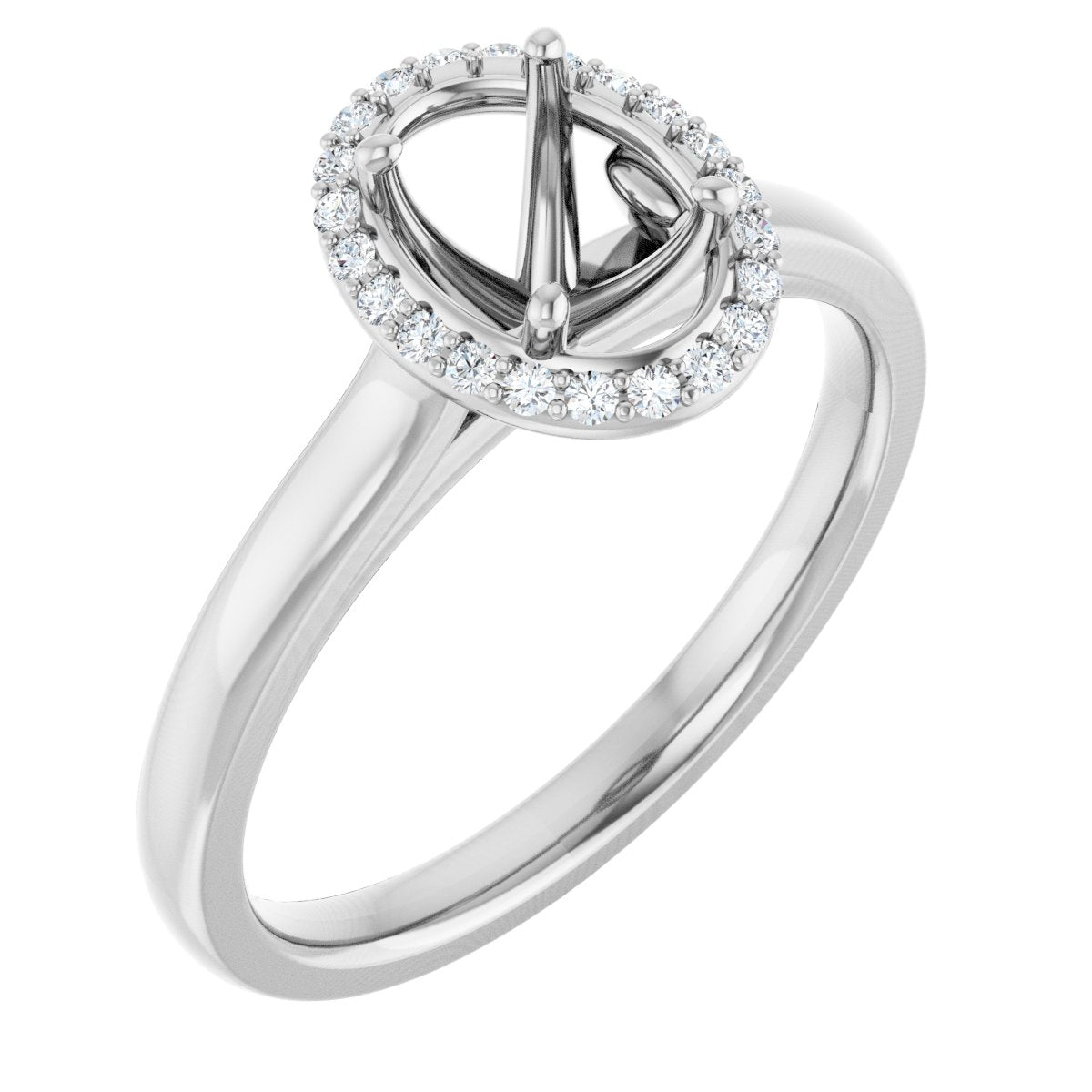 Oval Halo-Style Engagement Ring Semi-Mount - gallery - Series 122060