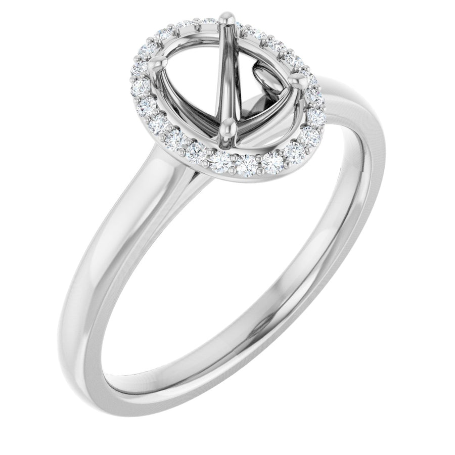 Oval Halo-Style Engagement Ring Semi-Mount - gallery - Series 122060
