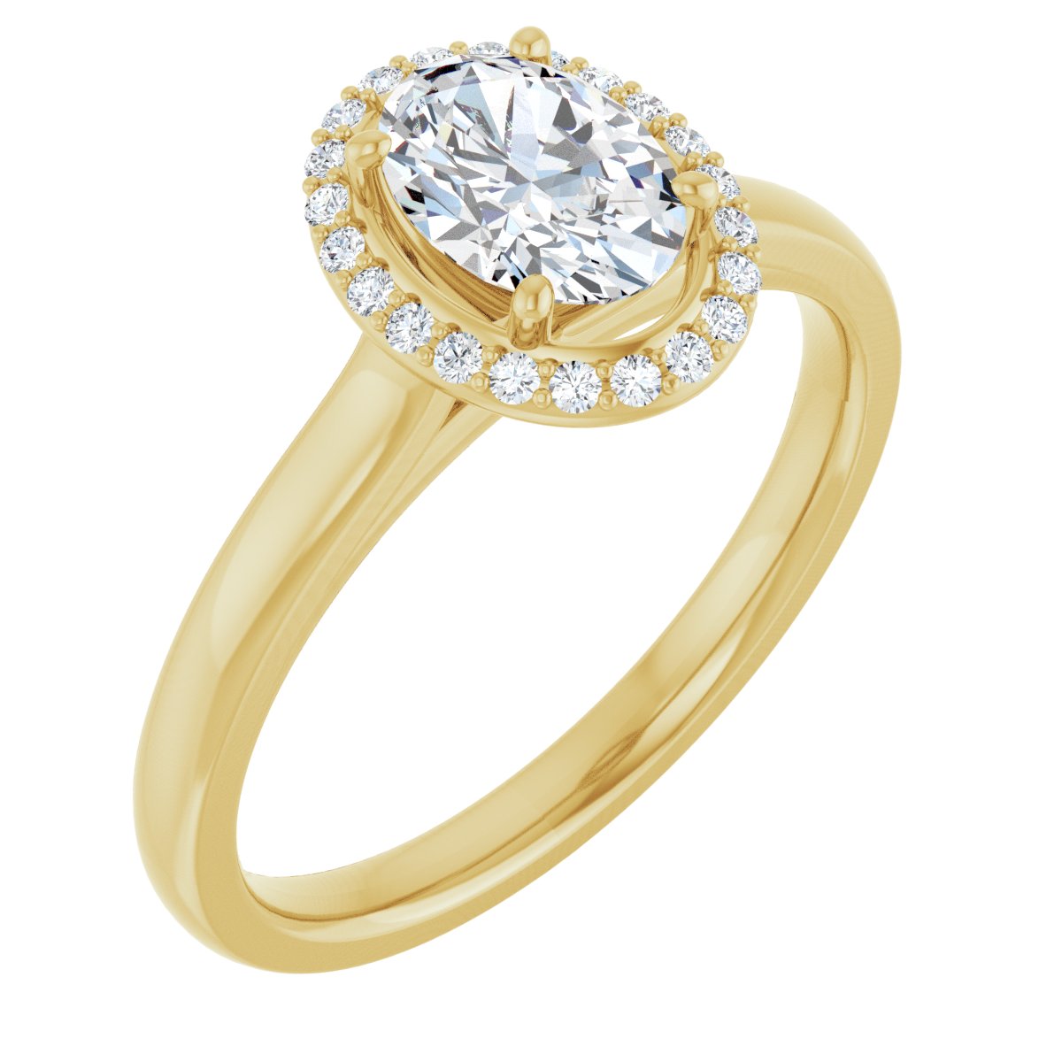 Natural Diamond Oval Halo-Style Engagement Ring Semi-Mount - 14K Yellow Gold - Series 122060
